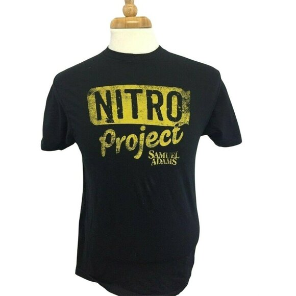 Samuel Adams Nitro T-Shirt M Black Yellow S/S Graphic Cotton Beer Tee tshirt - Picture 1 of 9